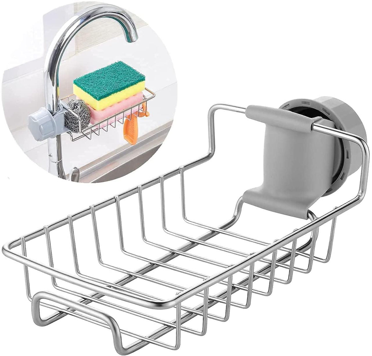 Stainless steel wire tap rack with grey adjustable clamp