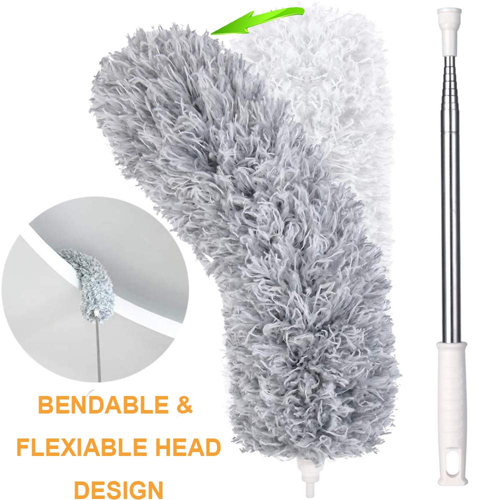 Bendable microfibre duster head on the steel pole